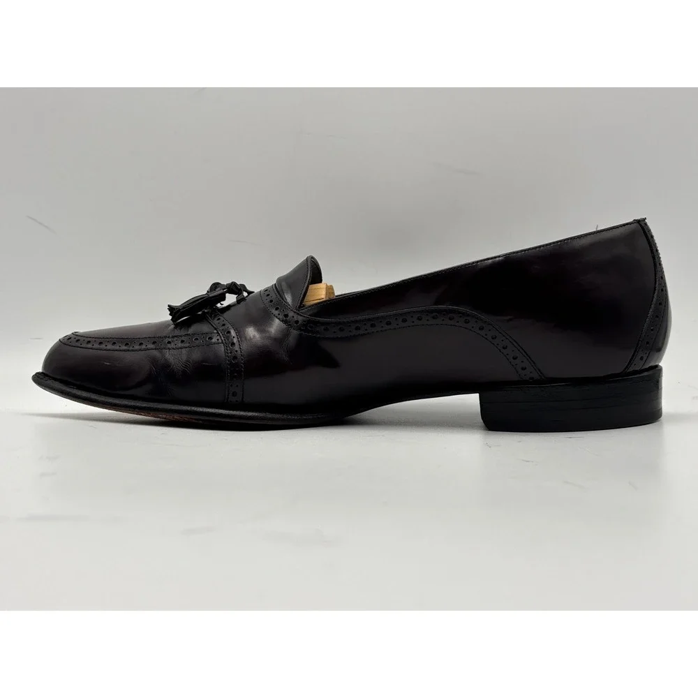Johnston & Murphy Men's Size 12M Burgundy Leather Tassel Loafers Brogue Made USA